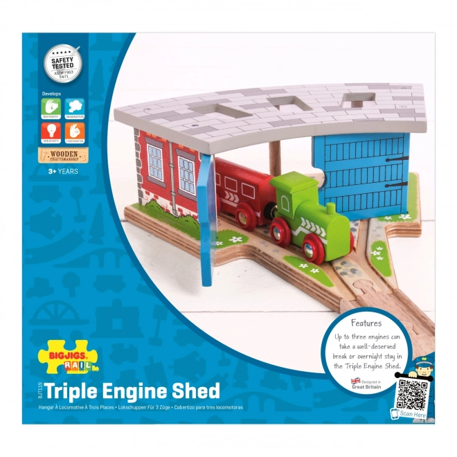 Bigjigs Rail Triple Train Depot with Gates