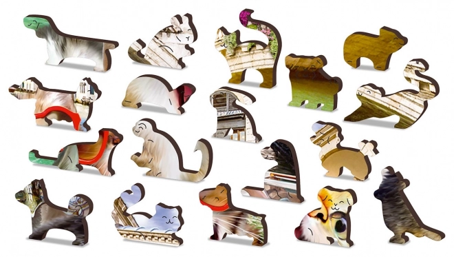 wooden puzzle kittens in venice 2-in-1