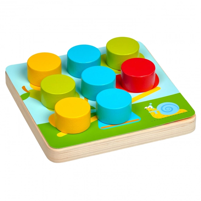 Colorful Wooden Mosaic Game with Large Pegs