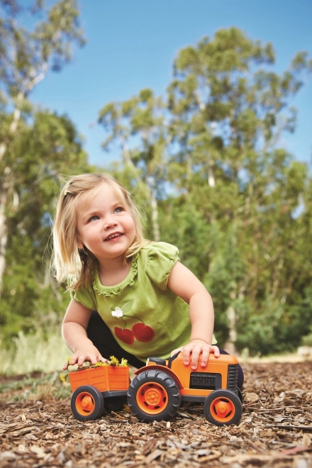 Green Toys Tractor with Trailer Orange