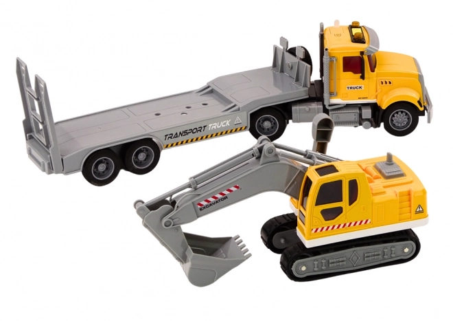 Yellow Toy Construction Truck with Excavator