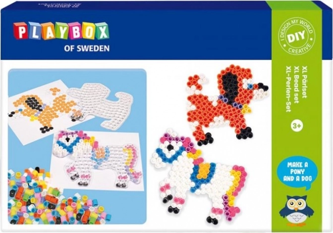 Playbox Fusable Beads Set Horse and Dog XL 600 Pieces