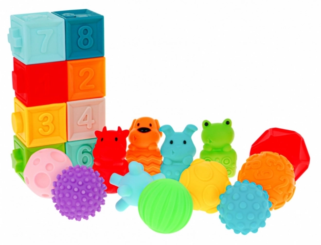 Mega Sensory Set of 20 Balls and Animal Blocks for Kids 6m+