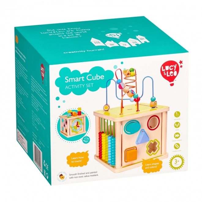 Wooden Activity Cube 5-in-1 with Clock