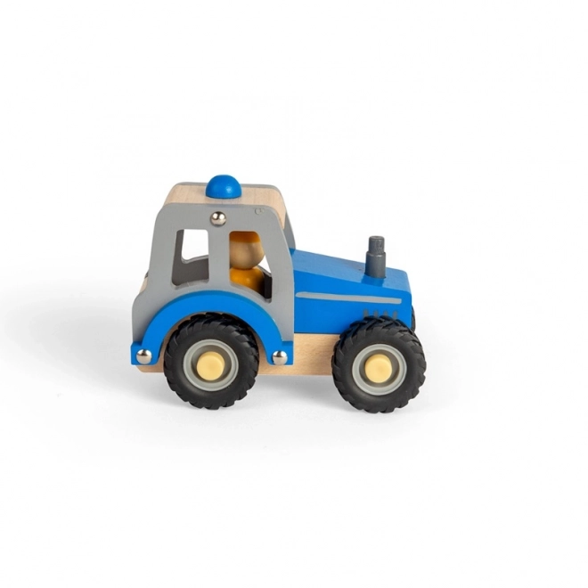 Blue Wooden Tractor Toy