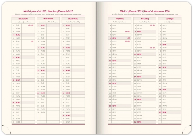 Weekly Planner Diamante 2025 Red