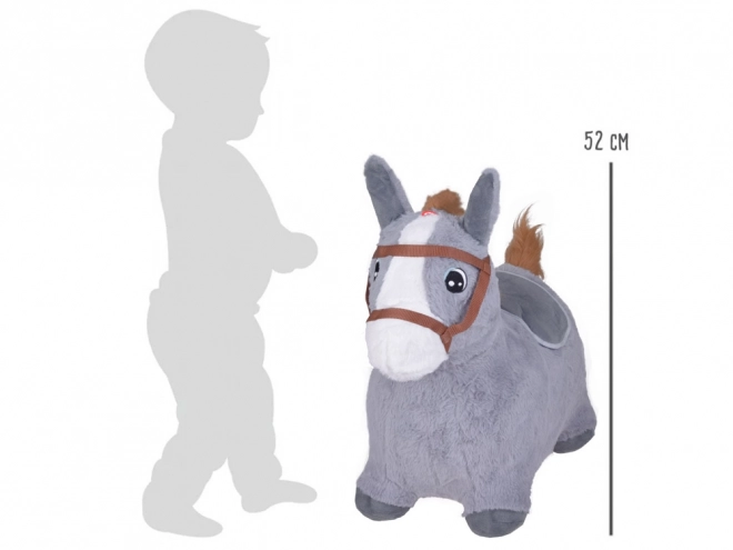 Inflatable Plush Riding Horse for Kids – Grey