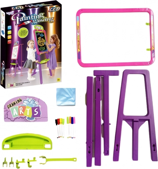 Lavagna WOOPIE 3v1 Magnetica Cancellabile a Secco Disegno con Luce