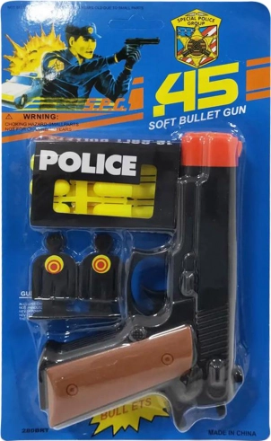 Pistolet de police avec cible et balles souples