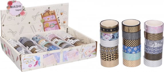 Dekoratív washi szalag 1,5 cm × 3 m – különböző minták