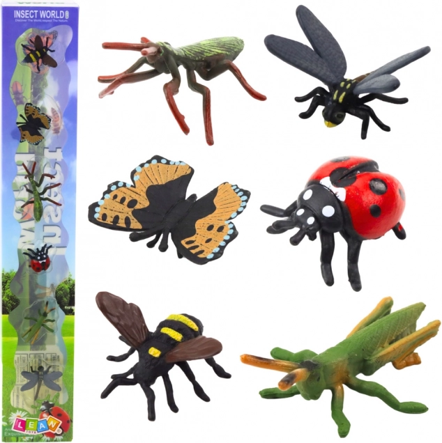 Set di mini figure di insetti Vespa Mantide Coccinella 4-6cm 6pz
