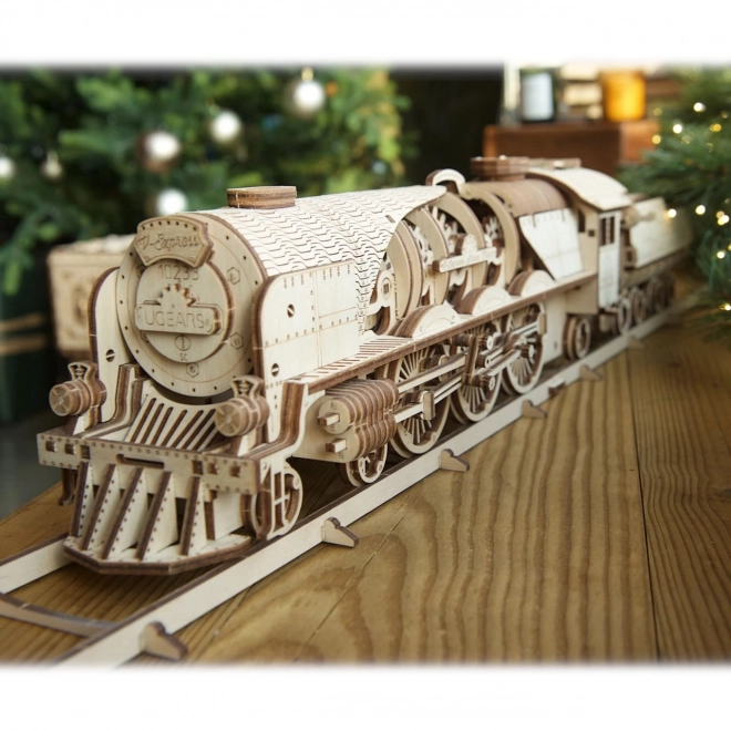 Ugears 3D Wooden Mechanical Puzzle Steam Locomotive V-Express 4-6-2 with Tender