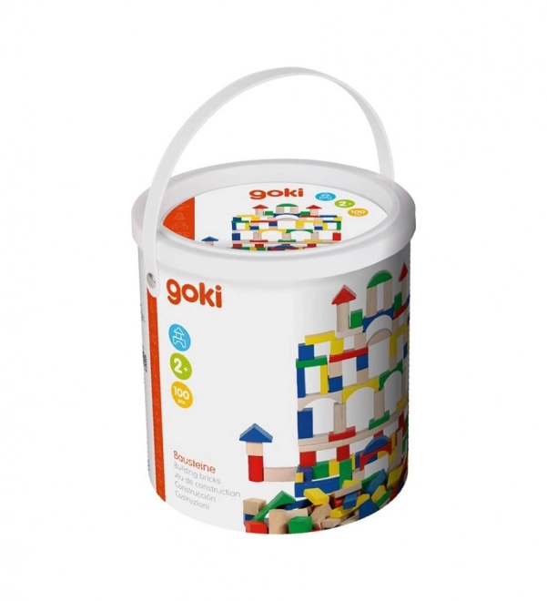 Wooden Building Blocks Set in Bucket