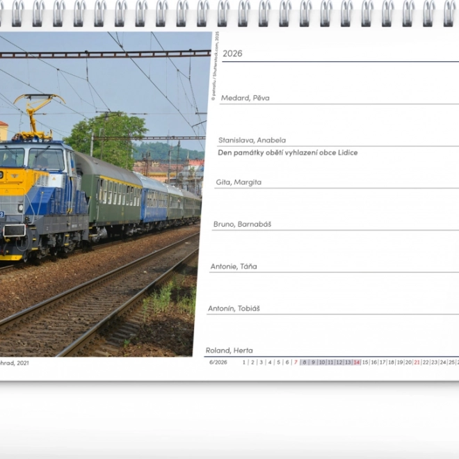 Desk Calendar Trains 2026