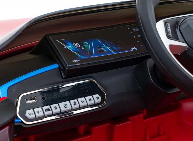 Auto BMW i4 na akumulátor pre deti biele – Červené
