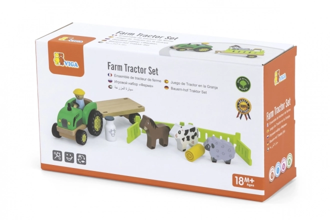 Wooden Tractor with Animals