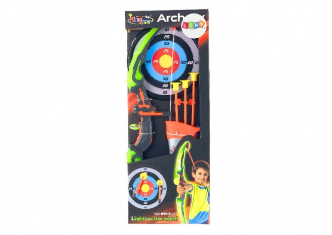 Archery Set with Bow, Target, Quiver, and Light-Up Arrows