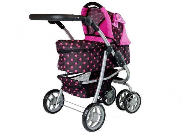 Alice Doll Stroller with Bag 2-in-1 Black and Pink