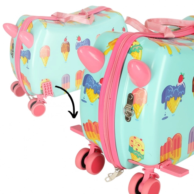 Kids Rolling Luggage with Ice Cream Design