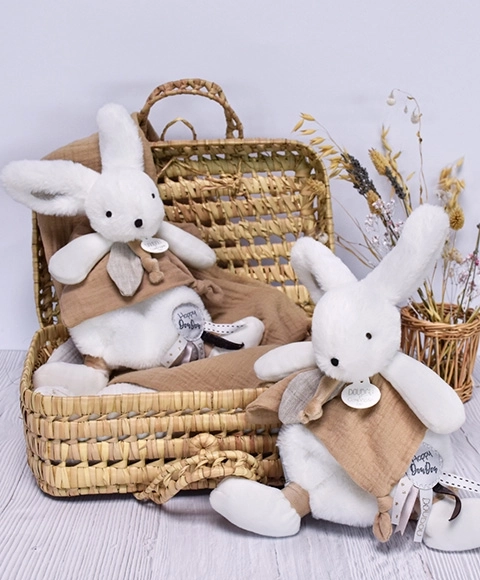 Plush Bunny Gift Set with Blanket Beige