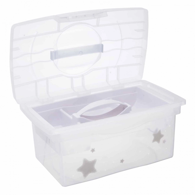 Travel Box with Compartment for Toys, Medicine, Cosmetics 'Stars', White