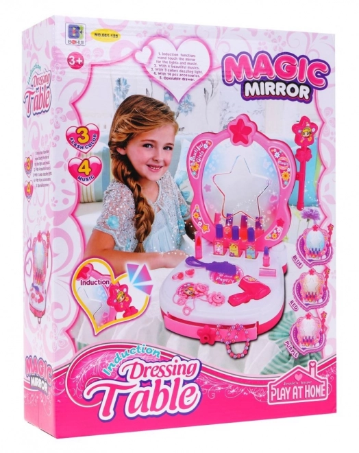 Interactive Portable Vanity Set for Girls with Mirror and Accessories