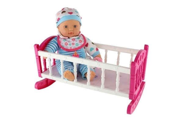 Cute Baby Doll with Cradle and Accessories