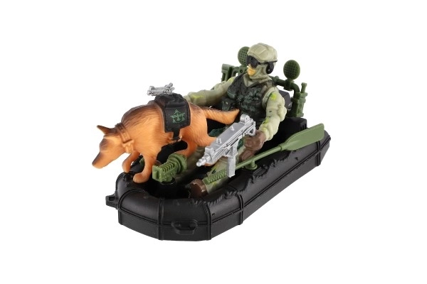 Military Adventure Playset with Boat, Soldier, and Dog