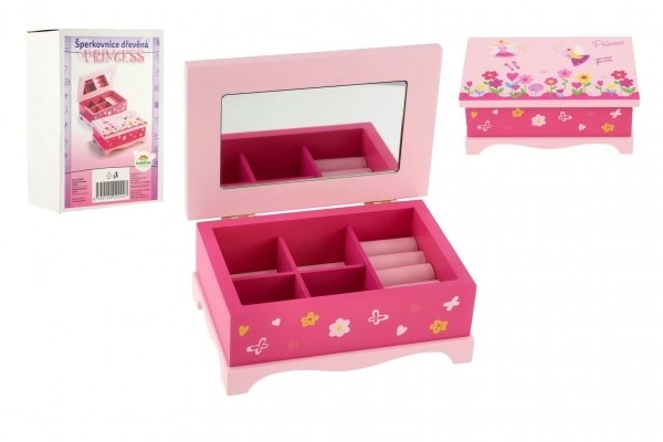 Jewelry Box Princess Mirror Wooden 17x7x11.5cm