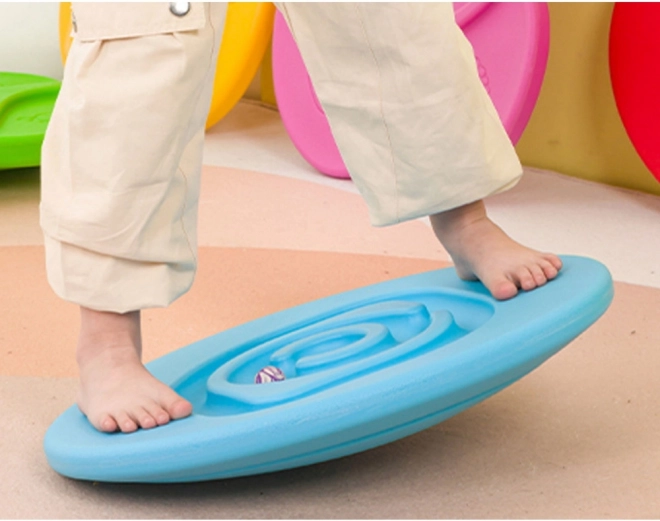 Sensorial balancing board for children with rubber balls blue
