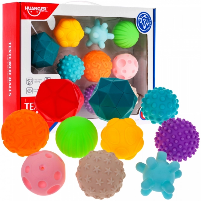 Set of 10 Rubber Sensory Balls for Kids and Adults