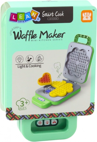 Children's toy waffle maker on batteries with light effects green