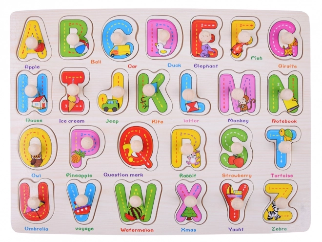 Wooden Alphabet Board with Colorful Letters