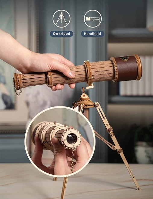 Robotic 3D Wooden Mechanical Puzzle Pirate Telescope