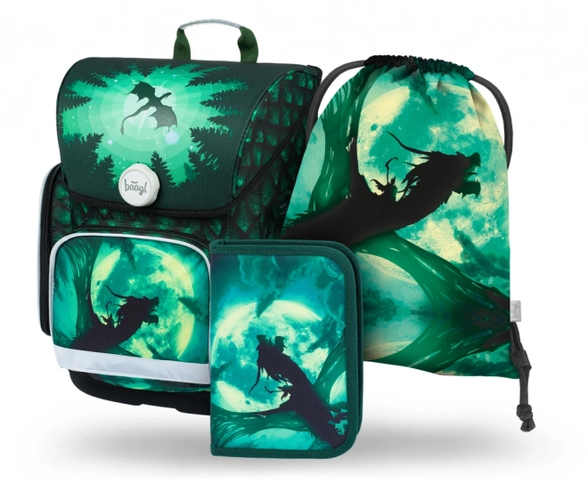 Baagl 3 Set School Backpack Ergo Dragon