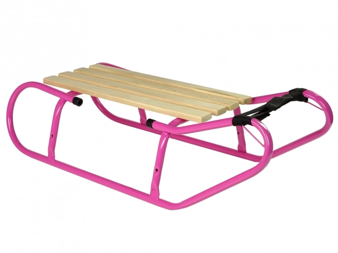 Metal sleds with backrest and pink strap