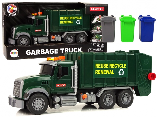 Green Garbage Truck with Lights and Sounds