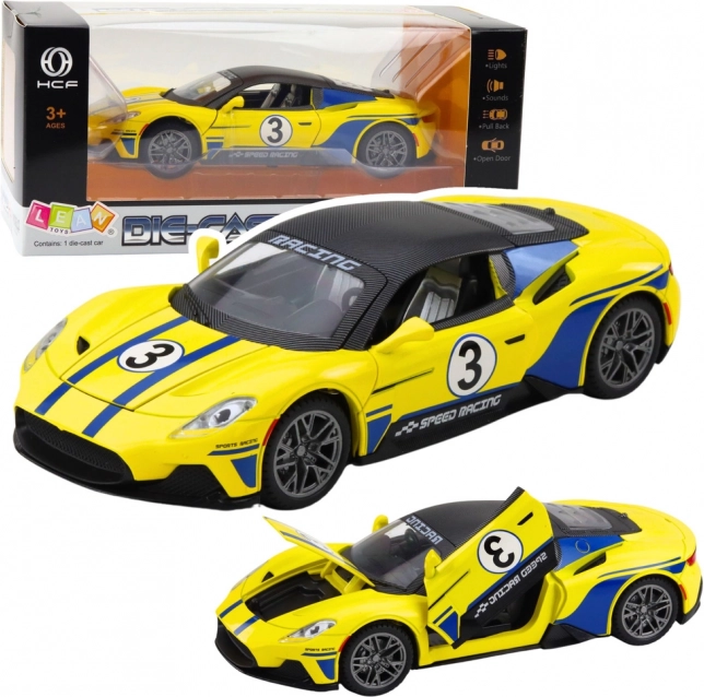 Sport metal car with light and sound effects, 1:22 yellow