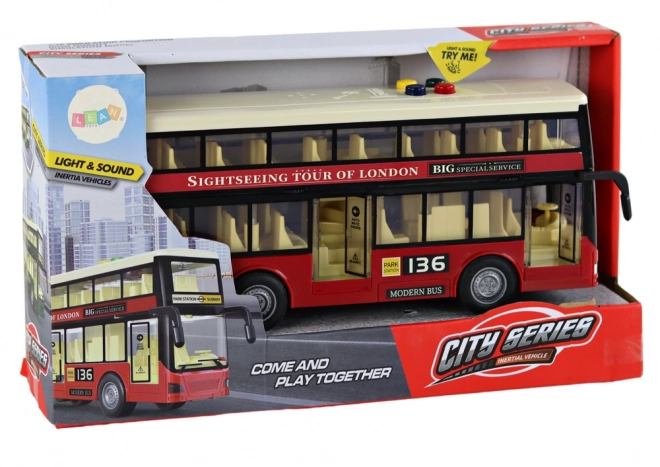 Red Double-Decker City Bus with Lights and Sounds