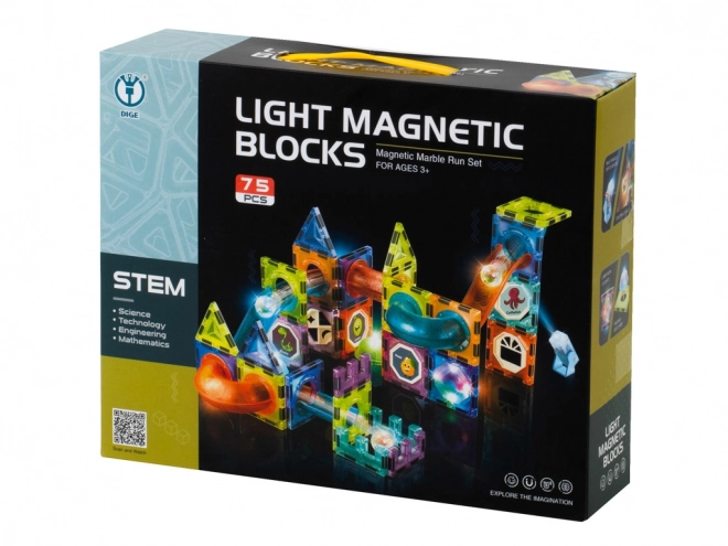 Glowing Magnetic Marble Track Blocks - 75 Pieces