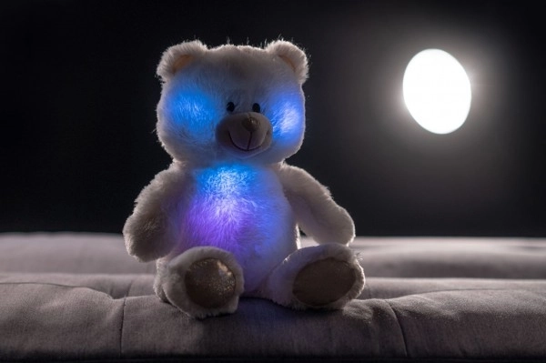 Dreamy White Teddy Bear with Light and Sound