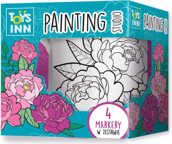 Ceramic Coloring Mug with Peony Design