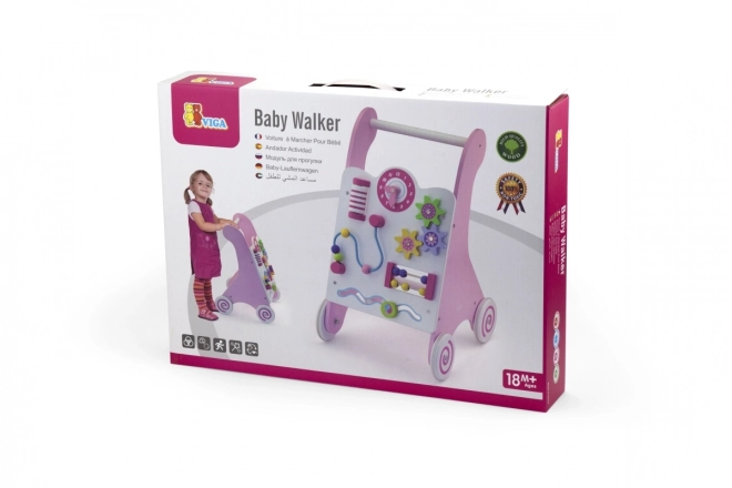 Wooden Baby Walker Pink