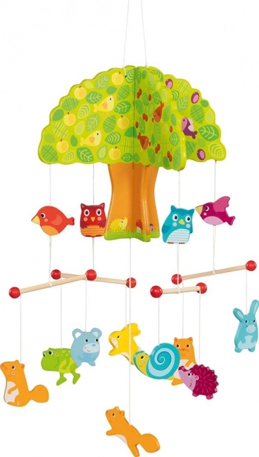 Wooden Hanging Mobile Tree House with Animals