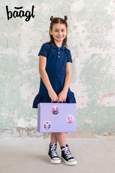 Foldable School Suitcase with Pets Design