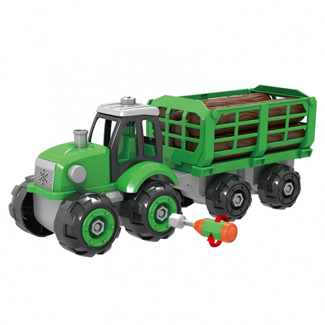 Screwable Tractor with Wood Trailer