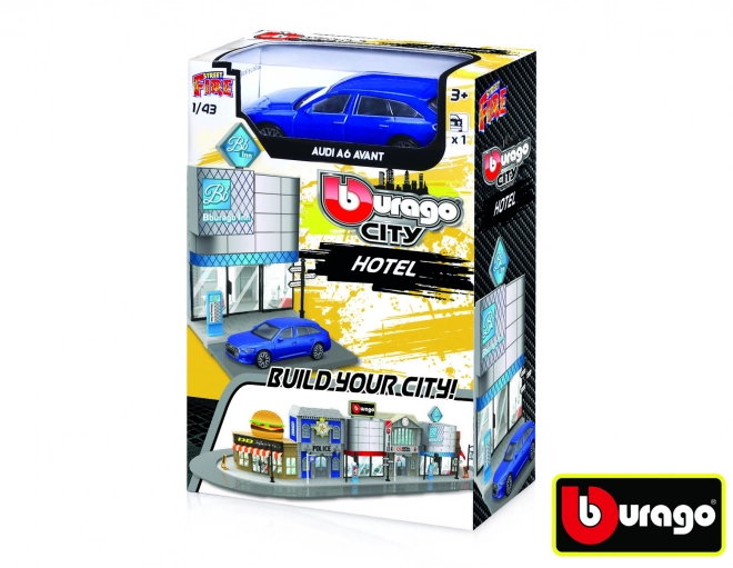 Bburago Hotel Playset with Car 1:43