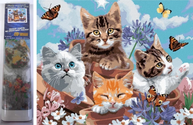 Diamond Painting Kittens and Butterflies 30x40cm