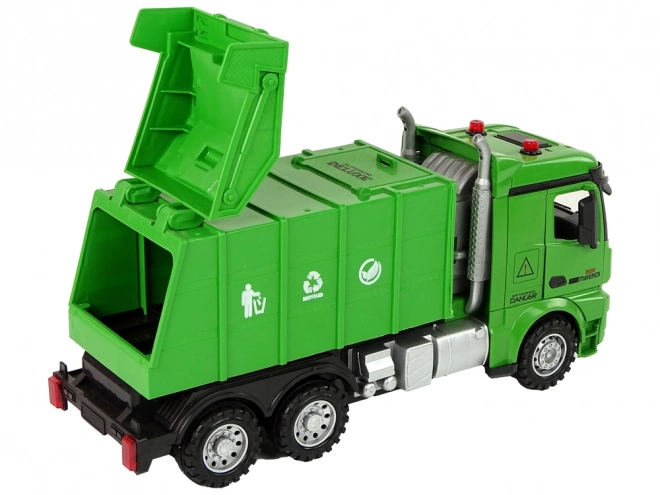 Remote Controlled Green Garbage Truck with Lights and Sound