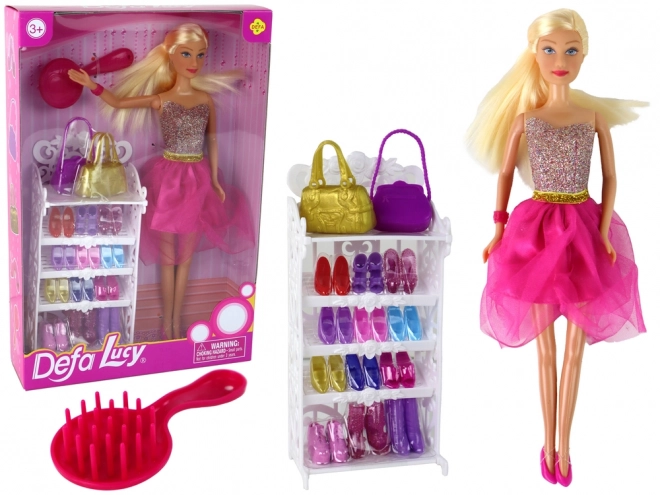 Lucy Doll with Pink Sparkly Dress and Shoe Set